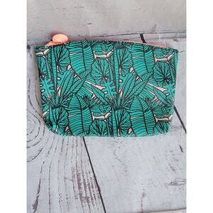 Ipsy Makeup Bag Palm Tree Fern Leave Pink Travel Bag